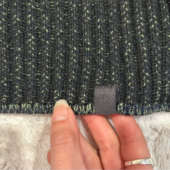 Lululemon Olive & Black Heavy Cotton-Wool-Cashmere-Blend Sweater Cardigan Wrap - Picture 3 of 12